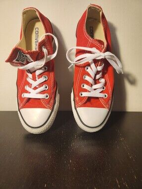 Converse Red Canvas Low-Top Sneakers with White Laces